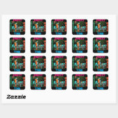 Sticker Carré Perroquets de fête (Feuille)