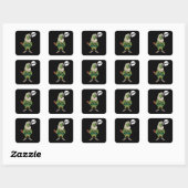 Sticker Carré Perruche verte Conure à jouet vert (Feuille)
