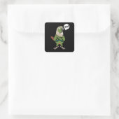 Sticker Carré Perruche verte Conure à jouet vert (Sac)