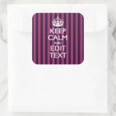 Sticker Carré Personalisé KEEP CALM Votre texte sur Pink Fuchsia (Sac)