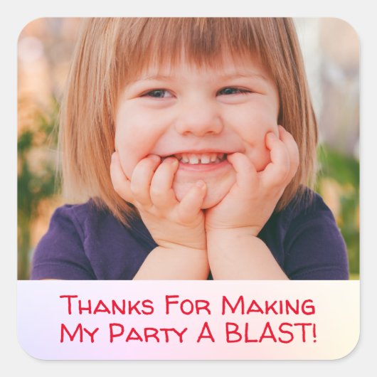 Sticker Carré Personalize Child's Photo, Thank You Message (Devant)
