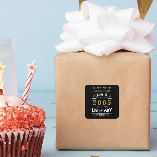 Sticker Carré Personalized 21st Birthday Add Name 2005 Legend