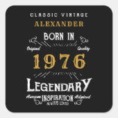 Sticker Carré Personalized 50th Birthday Add Name 1976 Legend (Devant)