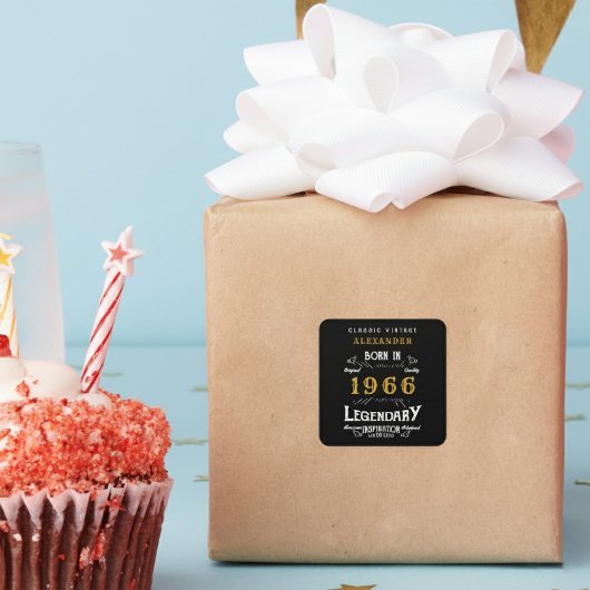 Sticker Carré Personalized 60th Birthday Add Name 1966 Legend