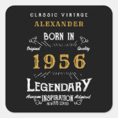 Sticker Carré Personalized 70th Birthday Add Name 1956 Legend (Devant)