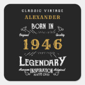 Sticker Carré Personalized 80th Birthday Add Name 1946 Legend (Devant)