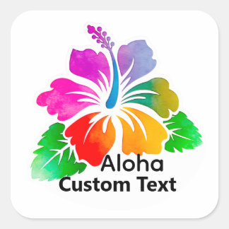Sticker Carré Personalized Aloha Hibiscus Tropical Flower