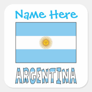 Sticker Carré Personalized Argentina Flag Square Label