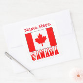 Sticker Carré Personalized Canada Flag Name Square Labe (Enveloppe)