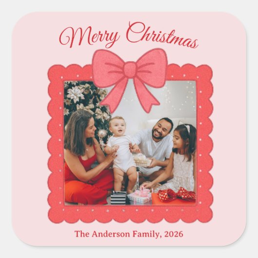 Sticker Carré Personalized Cute Christmas Photo Collage (Devant)