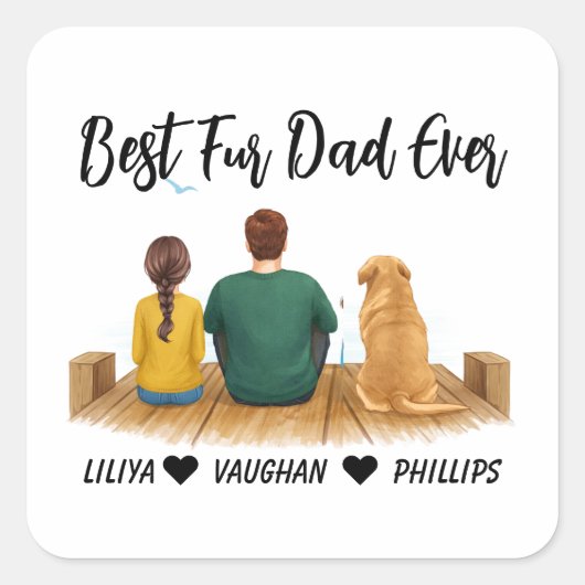 Sticker Carré Personalized Dog Dad | Best Dog Dad Ever (Devant)