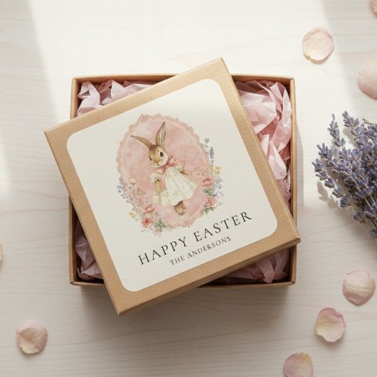 Sticker Carré Personalized Easter Bunny Custom
