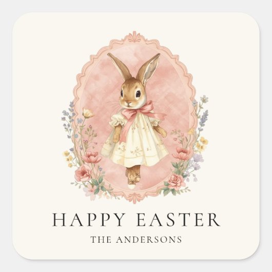 Sticker Carré Personalized Easter Bunny Custom  (Devant)