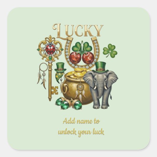 Sticker Carré personalized golden charms (Devant)