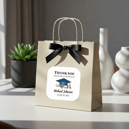 Sticker Carré Personalized Graduation Labels for Celebration