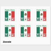 Sticker Carré Personalized Mexico Flag Square Label (Feuille)