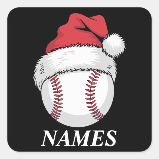 Sticker Carré Personalized Name Christmas Baseball Santa Hat (Devant)