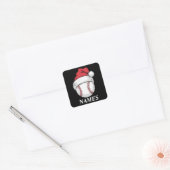 Sticker Carré Personalized Name Christmas Baseball Santa Hat (Enveloppe)