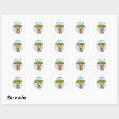 Sticker Carré  Personalized "Name" Giraffe in the Savanna Waterp (Feuille)