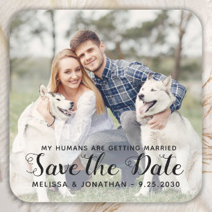 Sticker Carré Personalized Pet Photo Engagement Dog Wedding
