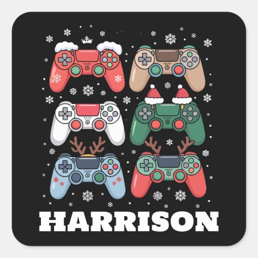 Sticker Carré Personalized Santa Gaming Controller Gamer Xmas (Devant)