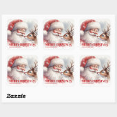 Sticker Carré Personalized Santa Rudolph Christmas Kids Gift (Feuille)