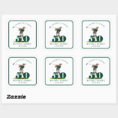 Sticker Carré Personalized Sports Golf 50th Birthday (Feuille)