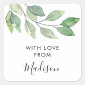 Sticker Carré Personalized Watercolor Greenery (Devant)