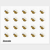 Sticker Carré Personnage de bourdon d'abeille souriante (Feuille)