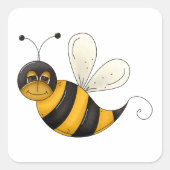 Sticker Carré Personnage de bourdon d'abeille souriante (Devant)