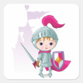 Sticker Carré Personnage de chevalier enfantin avec bouclier d'é (Devant)