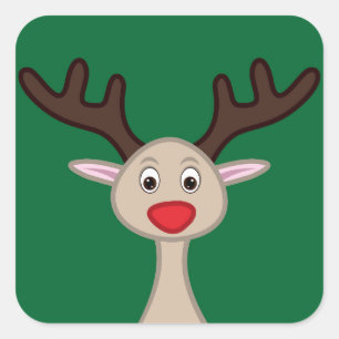 Sticker Carré Personnage de dessin animé Reindeer