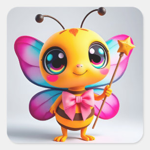 Sticker Carré Personnage de fée abeille de dessin animé adorable