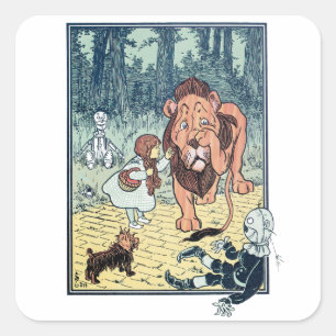 Sticker Carré Personnages vintage du Magicien d'Oz, Route de bri