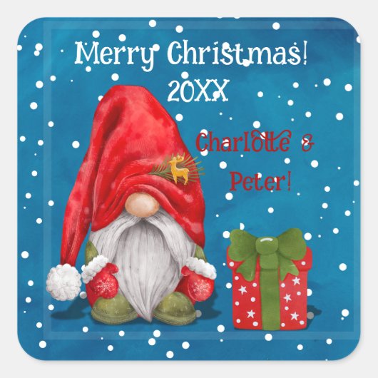 Sticker Carré Personnalisable Père Noël (Devant)