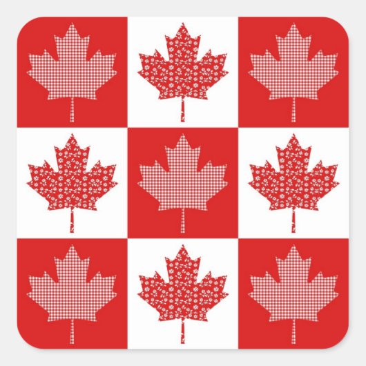Sticker Carré Personnalisable Tee - shirts canadiens de feuille  (Devant)