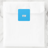 Sticker Carré Personnalisation initiale simple bleue (Sac)