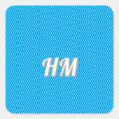 Sticker Carré Personnalisation initiale simple bleue (Devant)