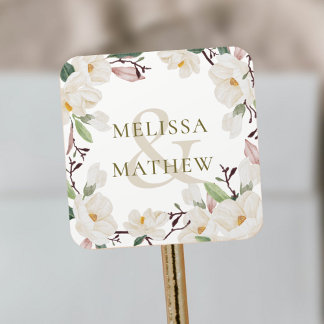Sticker Carré personnalisation Noms Elegant Oriental Magnolia