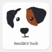 Sticker Carré Personnalisé Ce Livre Appartient À Chien (Devant)
