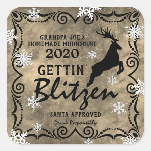 Sticker Carré Personnalisé "Gettin' Blitzen" (Devant)