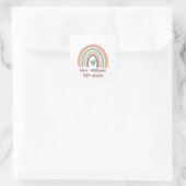 Sticker Carré Personnalisé Moderne Cute Rainbow Enseignant (Sac)