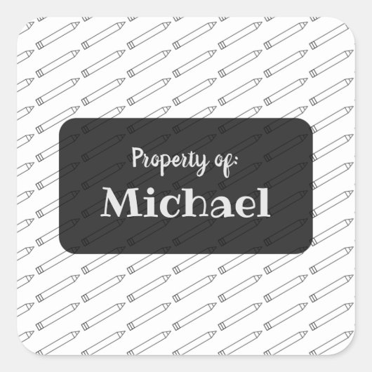 Sticker Carré personnalisé Motif Crayon minimal (Devant)
