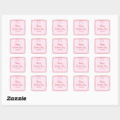 Sticker Carré Personnalisé Saint-Valentin Fête Blush Pink Bow Co (Feuille)