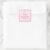Sticker Carré Personnalisé Saint-Valentin Fête Blush Pink Bow Co (Sac)