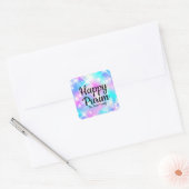 Sticker Carré Personnalisé Sparkle Pastel Mishloach Manot Happy (Enveloppe)