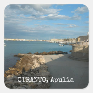 Sticker Carré Personnalisé, vue Otranto, Pouilles, Italie,