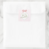 Sticker Carré Personnalisée Bella Baby Girl Nursery Bow&En vichy (Sac)