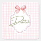 Sticker Carré Personnalisée Delilah Baby Girl Nursery En vichy (Devant)