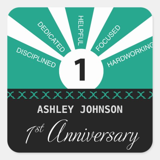 Sticker Carré Personnaliser, 1ère année Anniversaire de l'employ (Devant)